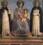 Fra Beato Madonna and Child with St Dominic and St Thomas Aquinas oil on canvas